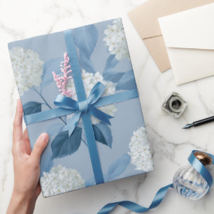 Cottagecore Zachte Blauwe Hortensia Bloemmotief Cadeaupapier