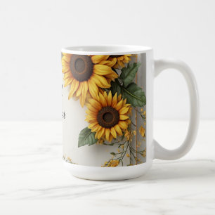 Cottagecore Zonnebloem Bloemstuk Koffiemok