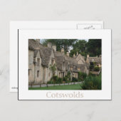 Cottages Bibury avec carte postale texte (Devant / Derrière)