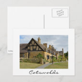 Cottages en Broadway, Cotswolds carte texte blanch (Devant / Derrière)