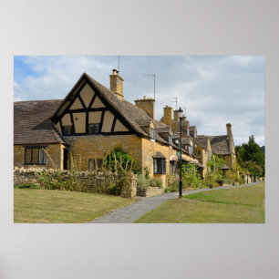 Cottages in Broadway, Cotswolds poster print