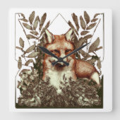 Cottcore Fox Vierkante Klok (Voorkant)