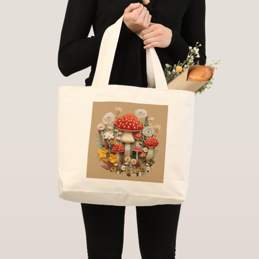 Cottcore-paddenstoel Grote Tote Bag (Voorkant (product))