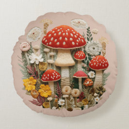 Cottcore-paddenstoel Rond Kussen