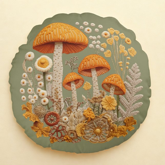 Cottcore-paddenstoel Rond Kussen (Creator heeft geüpload)