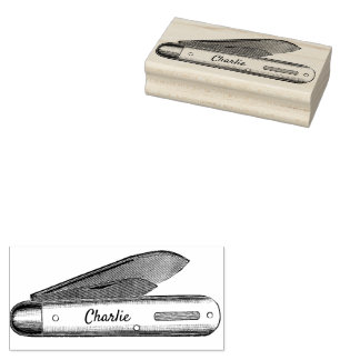 Cottcore Pocket Knife Aangepaste naam Rubberstempel