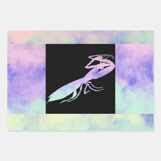 Cotten Candy Clouds Praying Mantis Inpakpapier Vel (Voorkant 3)