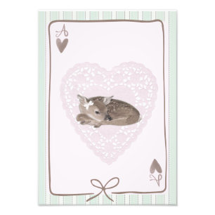 Cotteque douce faon carte rose affiche art mural