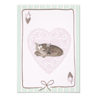 Cotteque douce faon carte rose affiche art mural