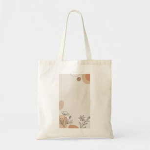 Cotton Bag Brown Simple Design Flower Sac de jute