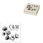 Cotton Boll Plant Bruiloft Bewaar de datum Monogra Rubberstempel (Gestempeld)
