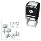 Cotton Boll Plant Bruiloft Bewaar de datum Monogra Zelfinktende Stempel (In situ)