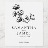 Cotton Boll Plant Etsen | Bruiloft Wijn Etiket (Enkel label)