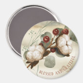 Cotton Boll Plant gezegend en dankbare magneet (Voorkant / Achterkant)