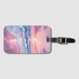 Cotton Candy Beach | Pink Ocean Waves Painting Bagagelabel