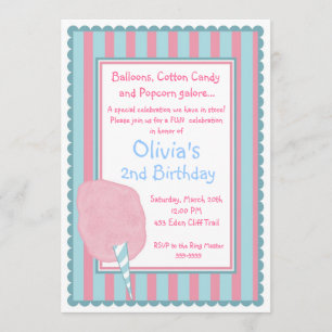 Cotton Candy Circus Invitation d'anniversaire