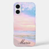Cotton Candy Florida Beach Sunrise Name Phone Case (Achterkant)