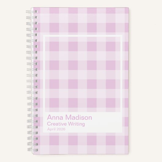 Cotton Candy Gingham Transparent Frame Notebook Notitieboek (Voorkant)