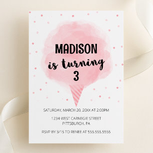 Cotton Candy Invitation de fête d'anniversaire