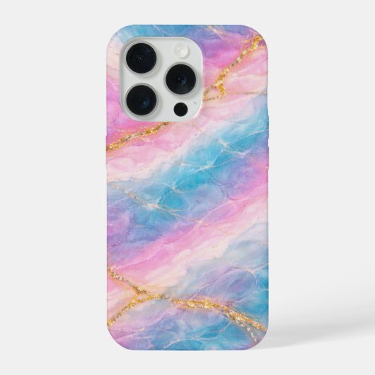 Cotton Candy Marble with Gold Veining iPhone Hoesje (Achterkant)