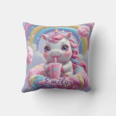 Cotton Candy Unicorn Coussin - Nom modifiable (Verso)