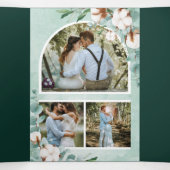 Cotton Eucalyptus Photo All in One Emerald Wedding Drieluik Uitnodiging (Binnenkant midden)
