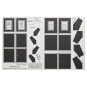 Cotton Fabric 2 zwarte fotoframes, 5x7 naaw patroo Stof