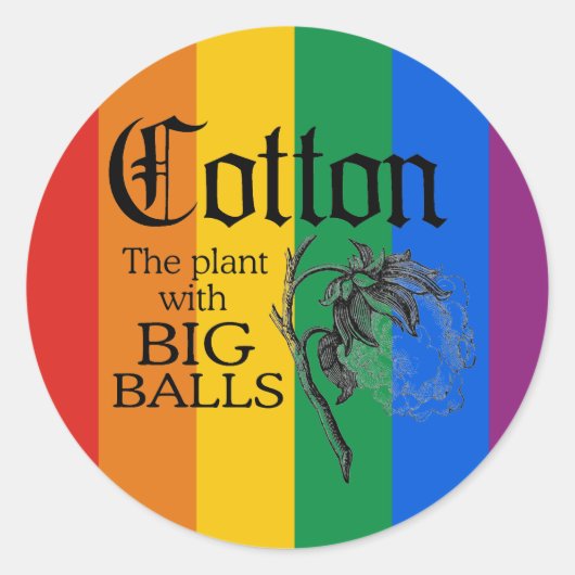 COTTON: HET PLANT MET GROTE BALLEN RONDE STICKER (Voorkant)