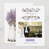 Cotton Lavender Wedding Photo Bedankkaart (Voorkant / Achterkant)