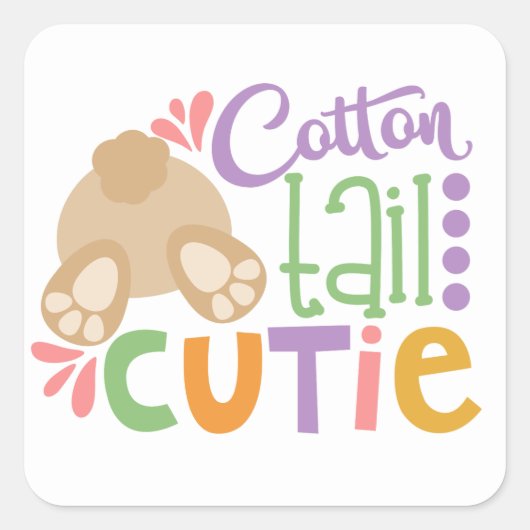 Cotton queue cutie fun Easter fête autocollant (Devant)