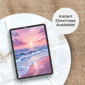 Cotton Snoep Beach | Roze oceaangolven schilderen Poster