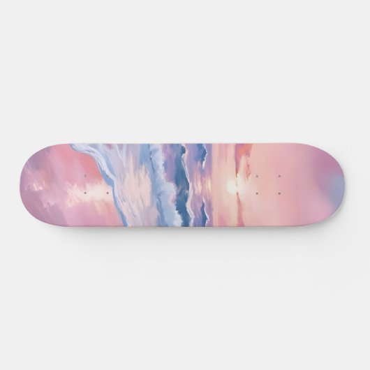 Cotton Snoep Beach | Roze oceaangolven schilderen Skateboard (Horizontaal)