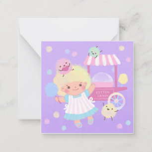 Cotton Snoep Girl met Sweet Fluffy Monsters Notitiekaartje