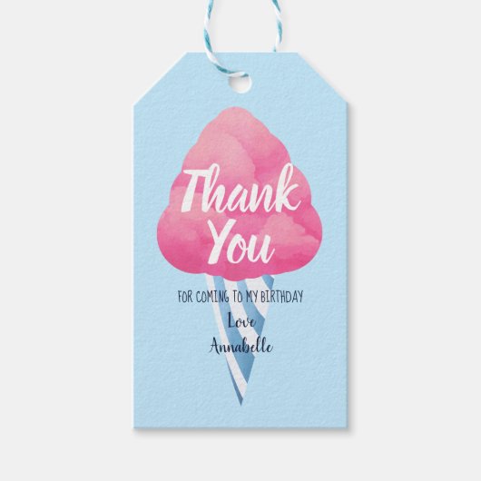 Cotton Snoep Kinderen Verjaardag Dank u Cadeaulabel (Voorkant)