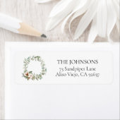 Cotton Winter Greenery WreatReturn Address Label (Insitu)