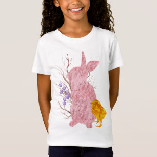 Cottontail Konijn Roze Kuiken Pasen Lente Meisjes T-shirt