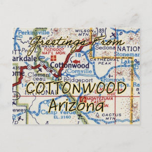 Cottonwood AZ Map Briefkaart