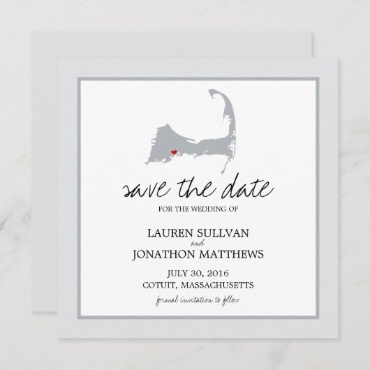 Cotuit Cape Cod Wedding Save the Date (Voorkant / Achterkant)