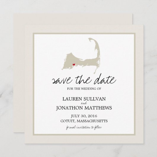 Cotuit Cape Cod Wedding Save the Date (Voorkant / Achterkant)
