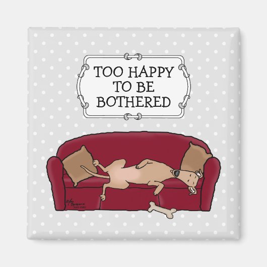 Couch Greyhound (flawn) Dog Lazy Slapende Funny Magneet (Voorkant)