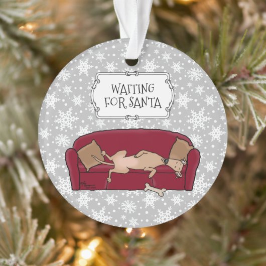 Couch Greyhound (flawn) Dog Wachten op Santa Ornament (Boom)
