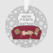 Couch Greyhound (flawn) Dog Wachten op Santa Ornament (voorkant)