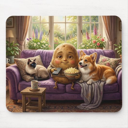 Couch Potato Corgi en Kat Muismat (Voorkant)