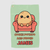 Couch Potato en trots Golfhanddoek (Voorkant)