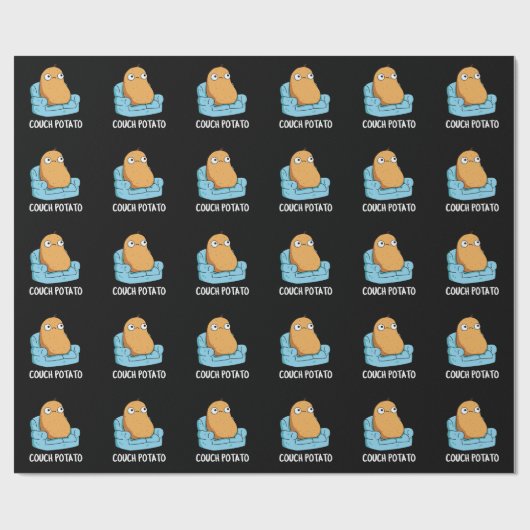 Couch Potato Funny Potato Pun Dark BG Cadeaupapier (Vlak)