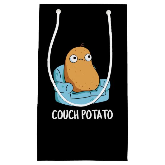 Couch Potato Funny Potato Pun Dark BG Klein Cadeauzakje (Voorkant)