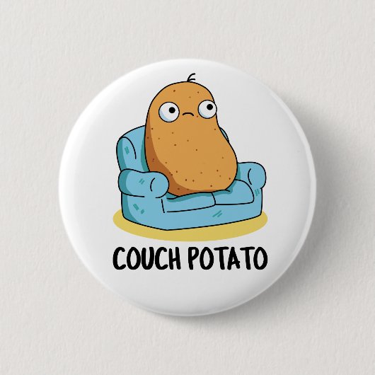 Couch Potato Grappige Aardappel Pun Ronde Button 5,7 Cm (Voorkant)