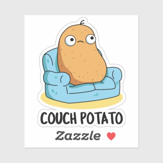 Couch Potato Grappige Aardappel Pun Sticker (Vel)