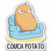 Couch Potato Grappige Aardappel Pun Sticker (Voorkant)