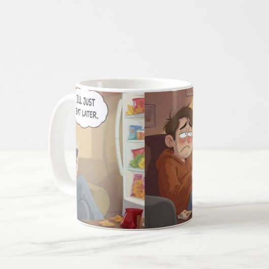 Couch Potato & Snacks – Funny Relatable Mug Koffiemok (Voorkant links)